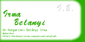 irma belanyi business card